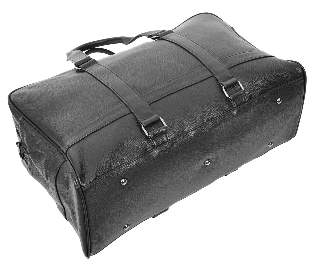 Alexis Leather Large Classic Weekend Travel Holdall Bag Black-10