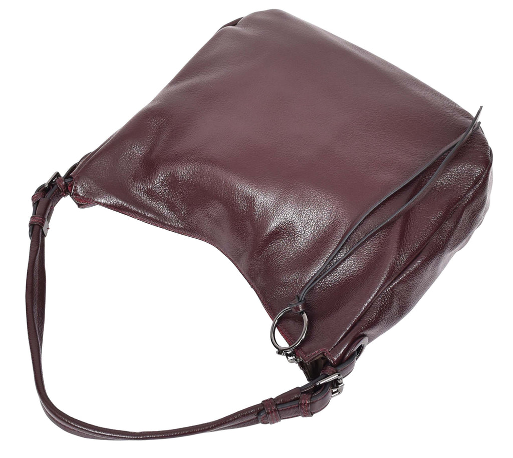 Ottawa Women's Genuine Leather Hobo Style Shoulder Handbag Purple-10