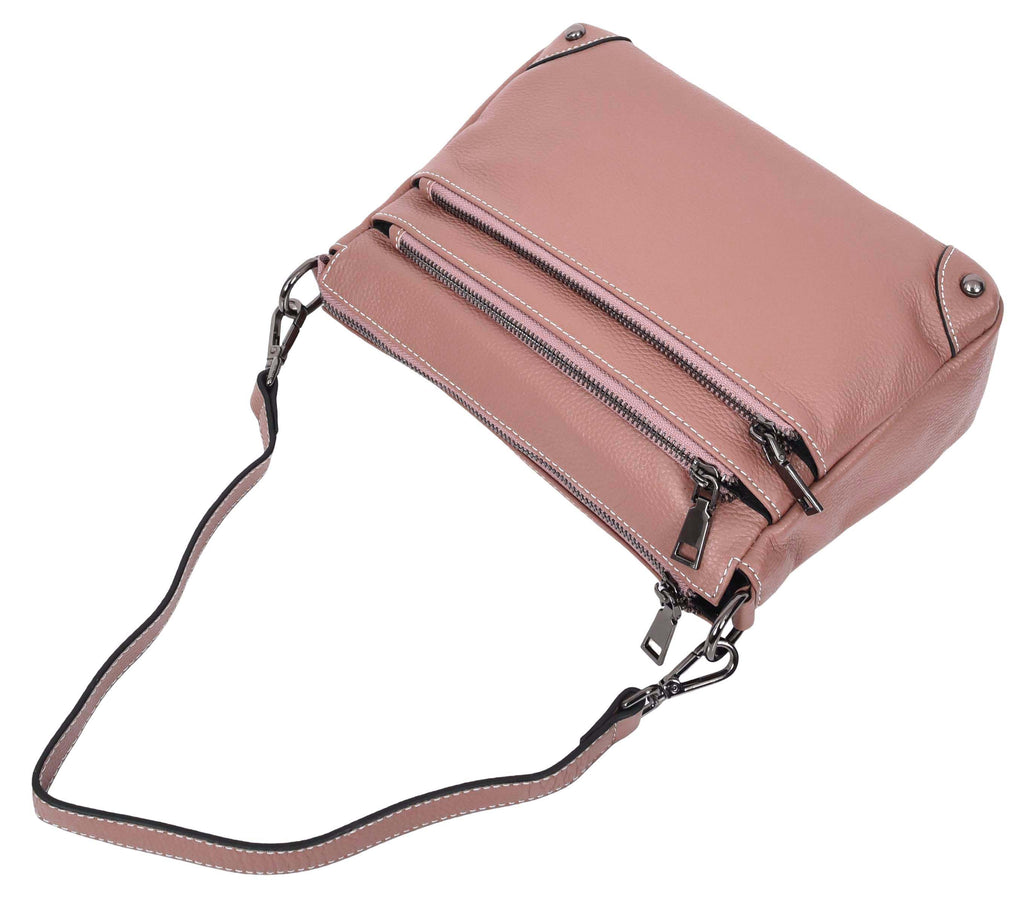 Adalynn Women's Real Leather Cross-Body Organiser Shoulder Bag Rose-9