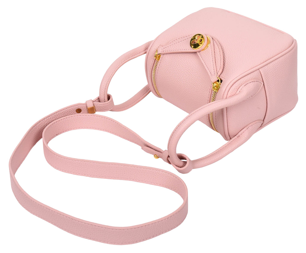 Regina Women's Faux Leather Mini Shoulder Strap Bag Pink-11