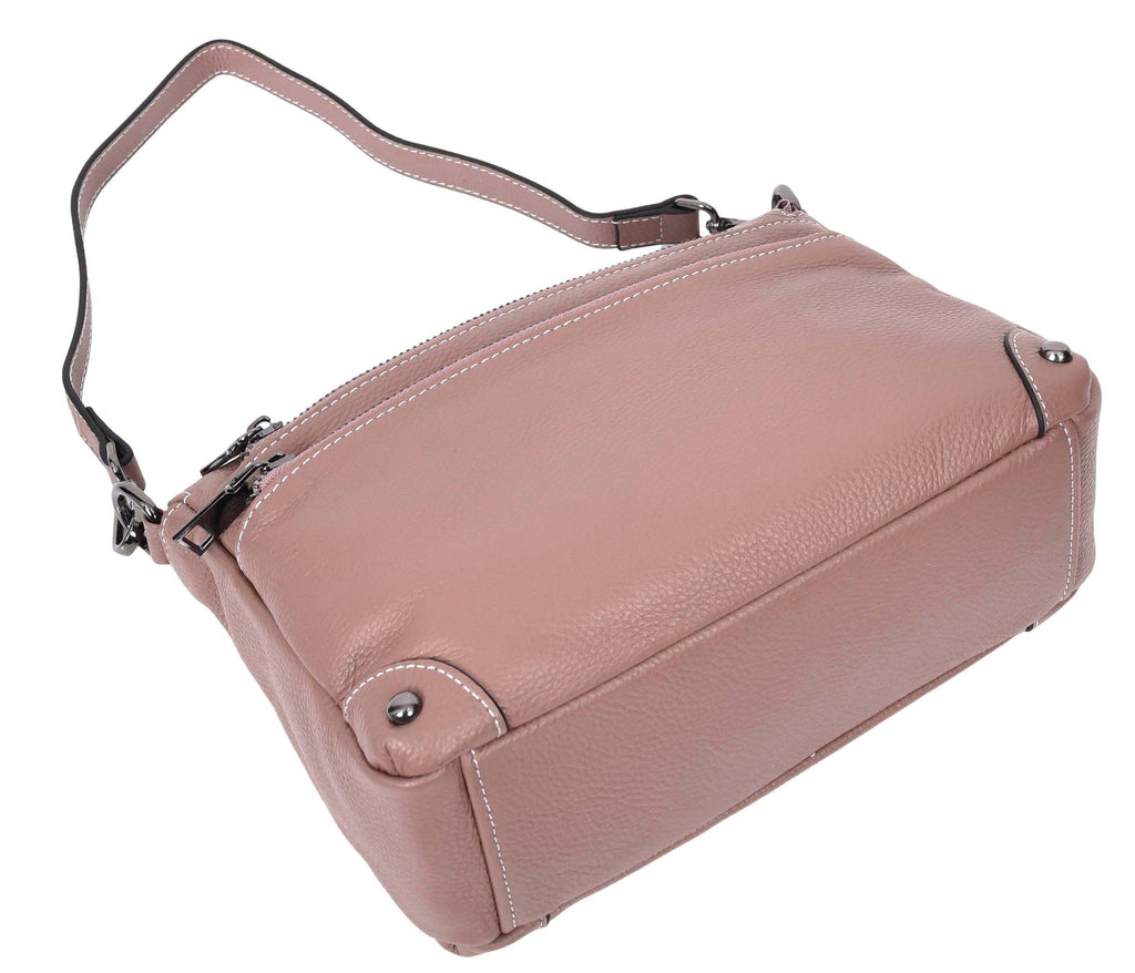 Adalynn Women's Real Leather Cross-Body Organiser Shoulder Bag Rose-10