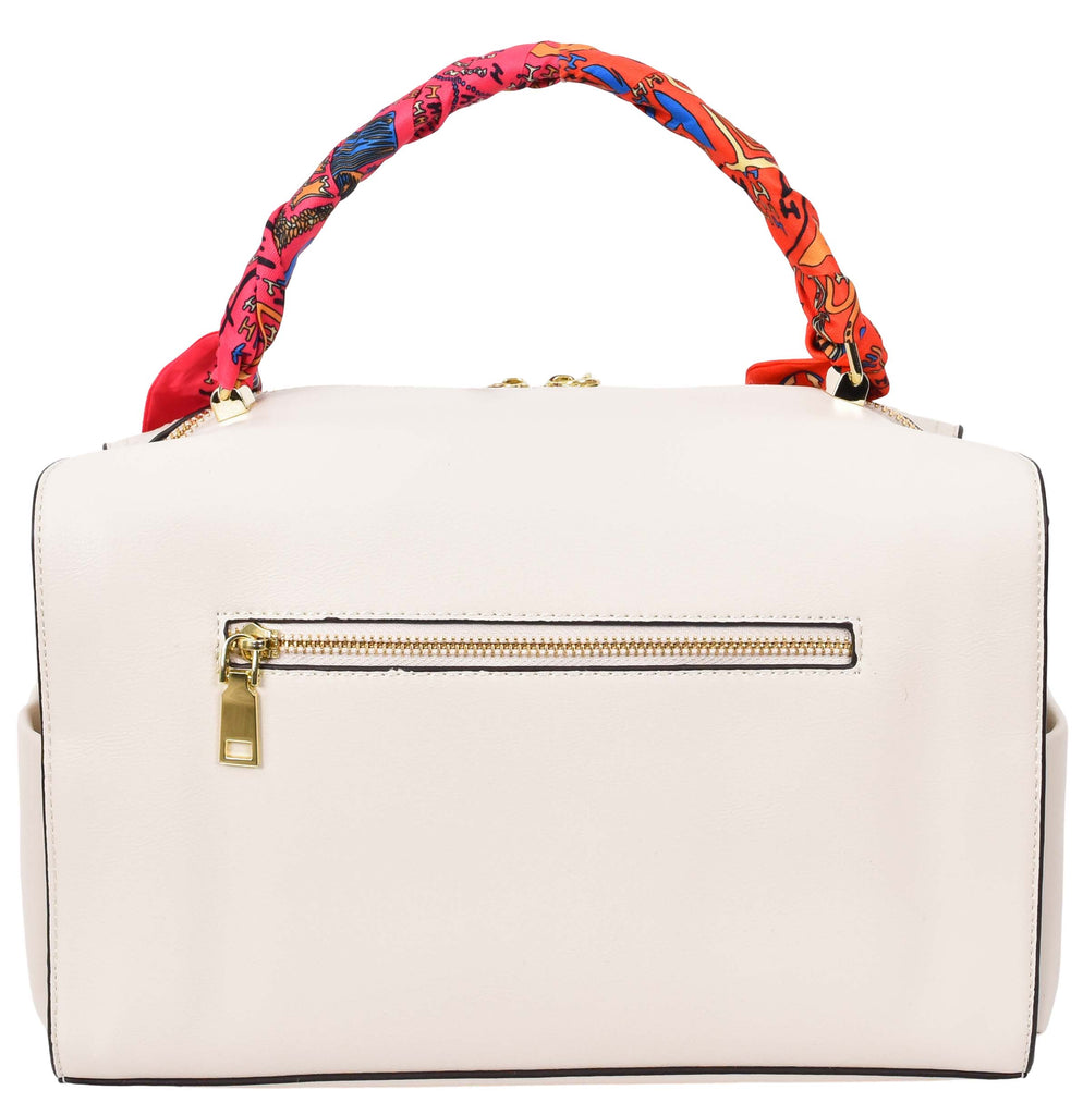 Aaliyah Women's  Faux Leather Barrel-Shaped Shoulder Handbag White-11