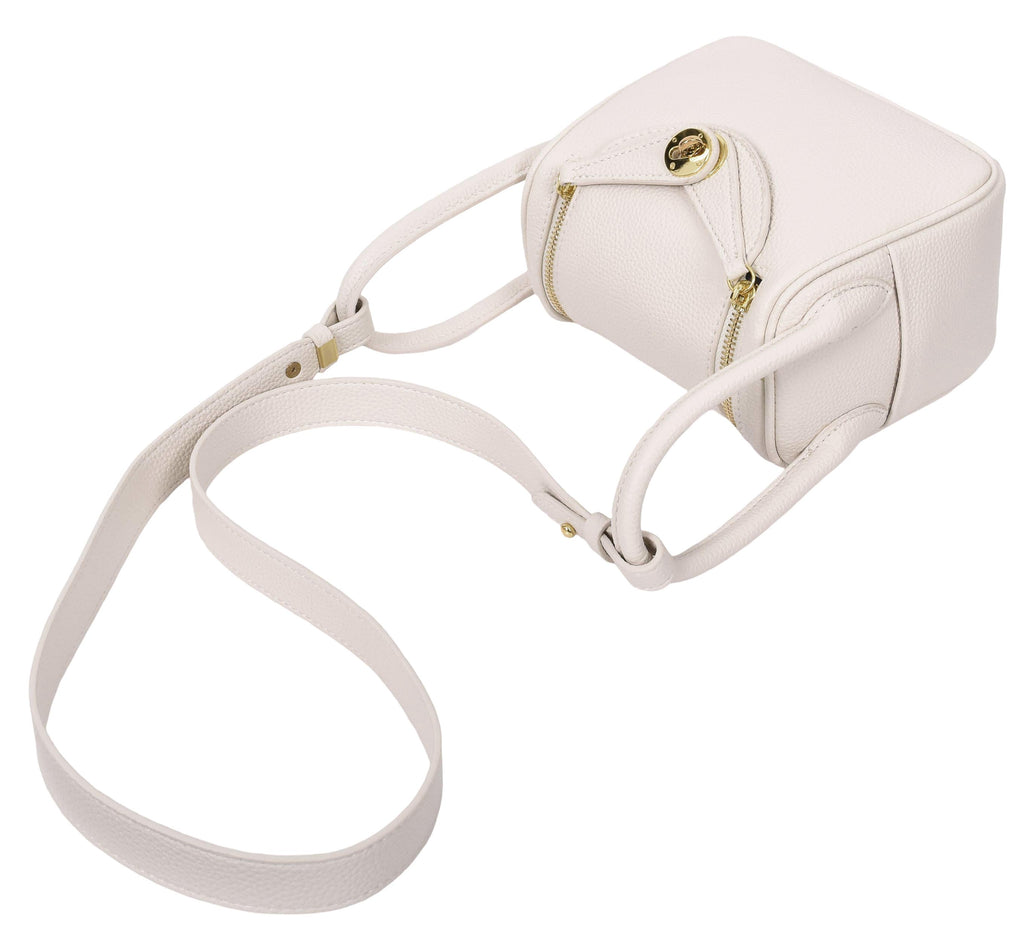 Regina Women's Faux Leather Mini Shoulder Strap Bag White-11