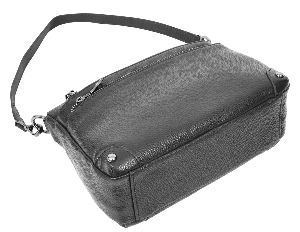 Adalynn Women's Real Leather Cross-Body Organiser Shoulder Bag Black-11