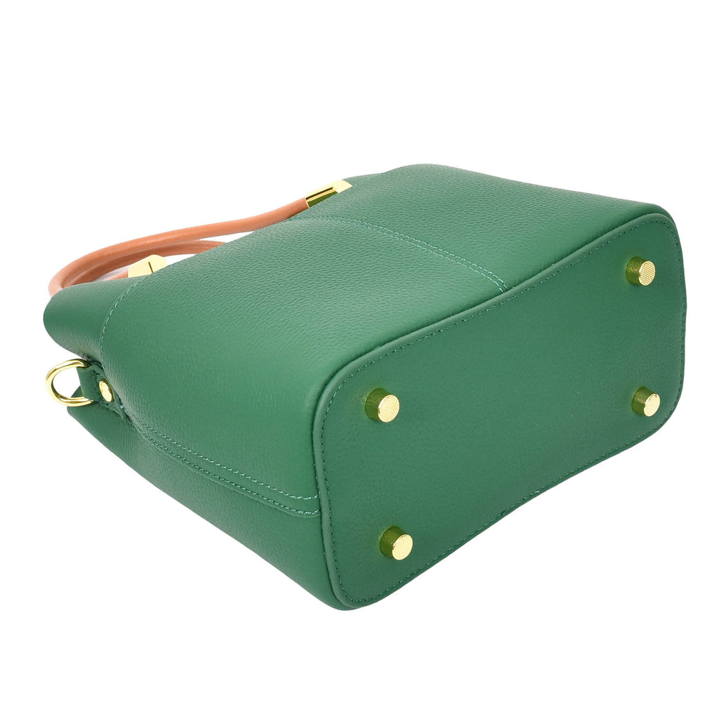 Winnipeg Women Leather Top Handle Shoulder Bag Green-12