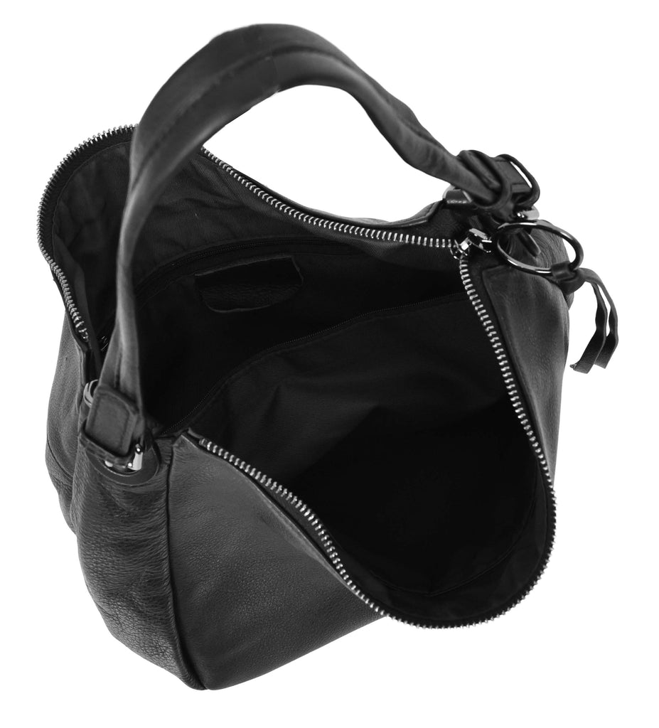 Ottawa Women's Genuine Leather Hobo Style Shoulder Handbag  Black-10