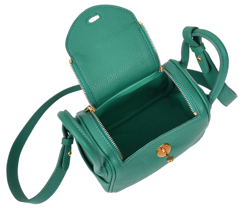 Regina Women's Faux Leather Mini Shoulder Strap Bag Green-12