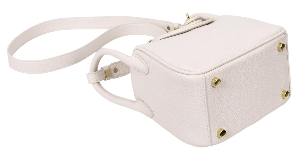 Regina Women's Faux Leather Mini Shoulder Strap Bag White-12