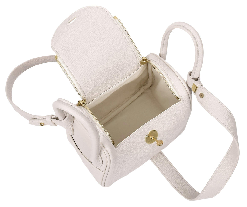 Regina Women's Faux Leather Mini Shoulder Strap Bag White-13