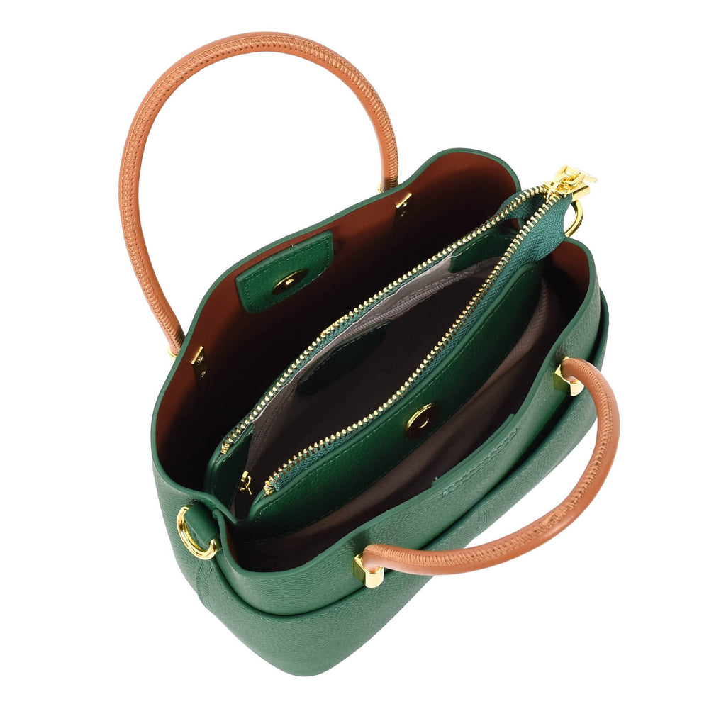 Winnipeg Women Leather Top Handle Shoulder Bag Green-13