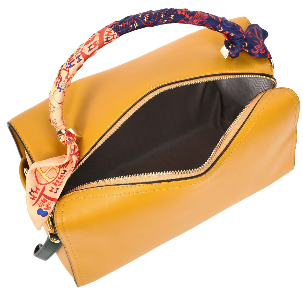 Aaliyah Women's  Faux Leather Barrel-Shaped Shoulder Handbag Yellow-14