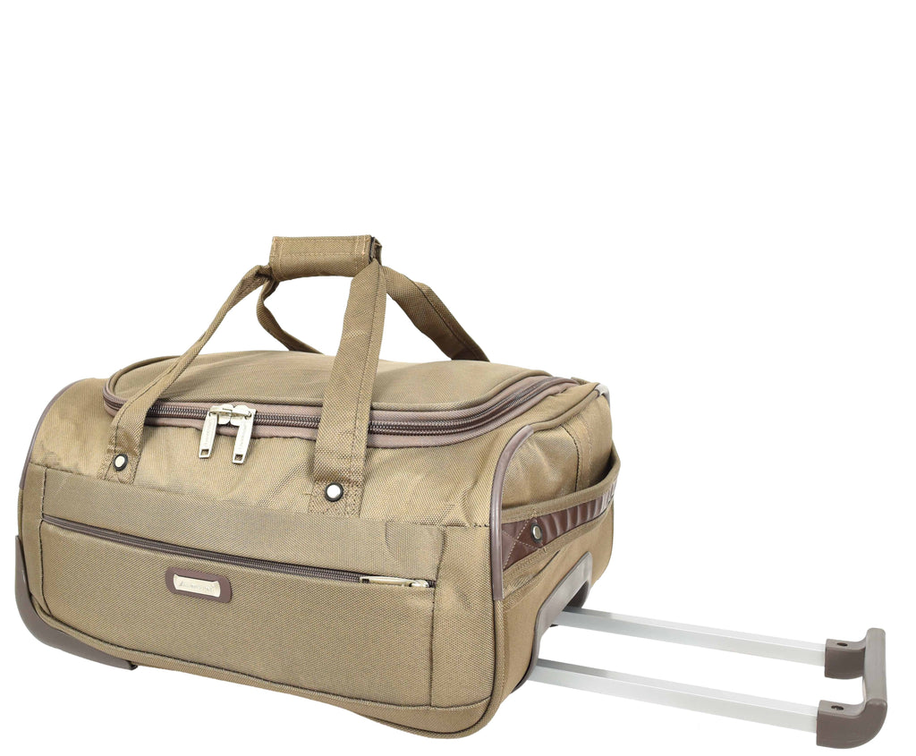 DR638 Weekend Travel Mid Size Bag Wheeled Holdall Duffle Beige 6