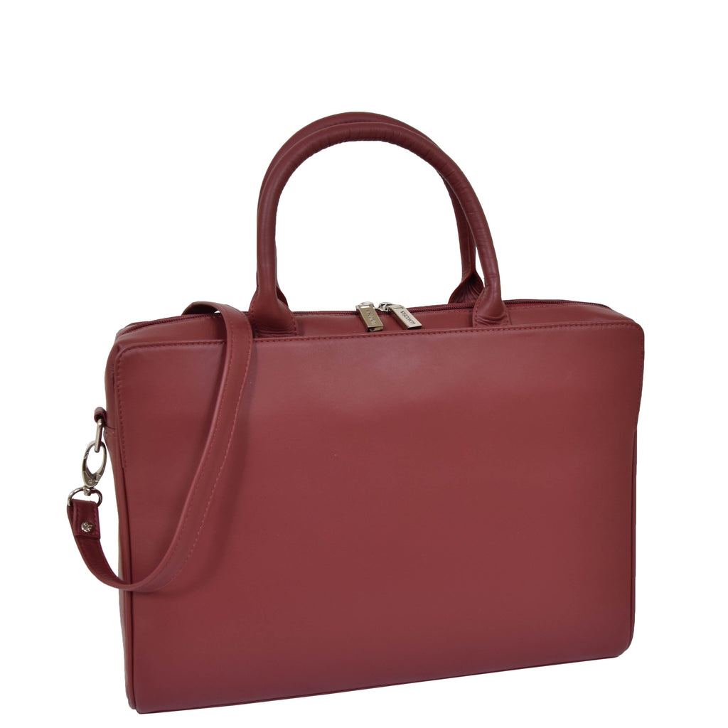 DR592 Women's Genuine Soft Leather Briefcase Red 1