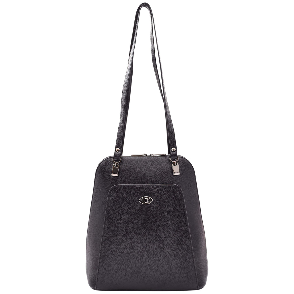 DR615 Women's Backpack Style Leather Shoulder Bag Black 1