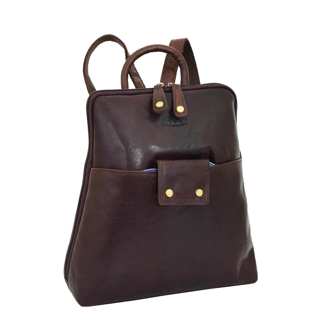DR672 Women's Genuine Leather Small Size Backpack Brown 1