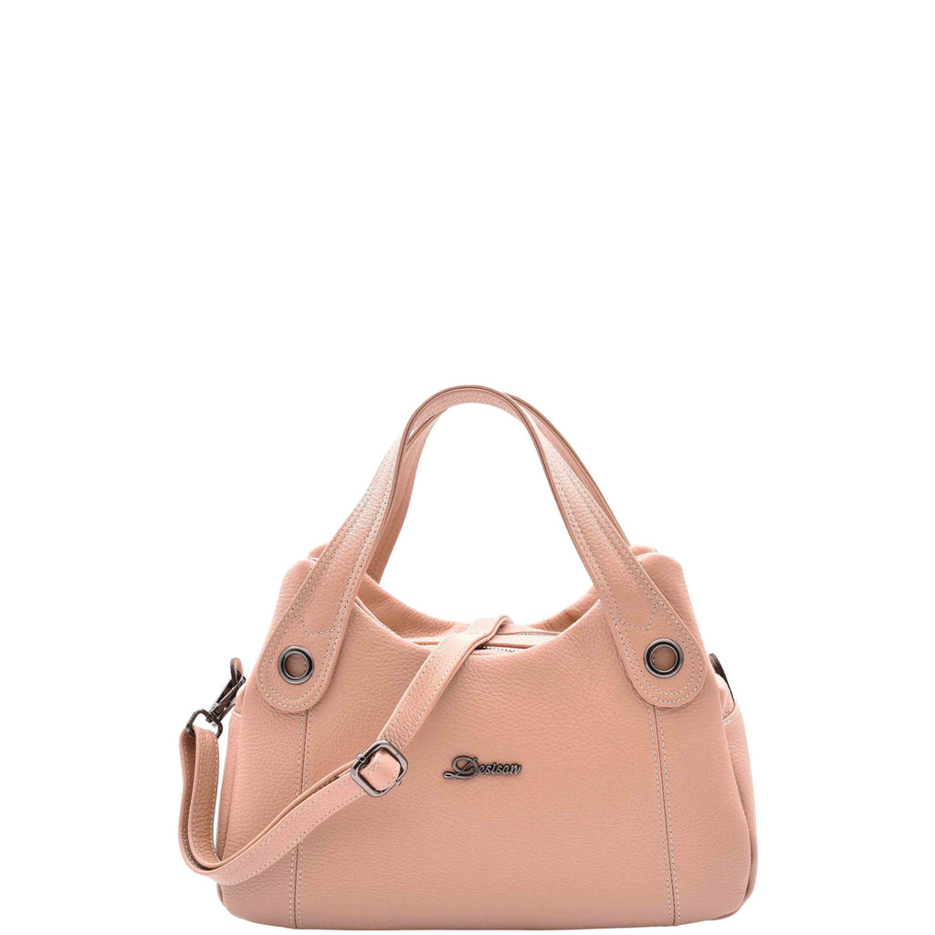 DR587 Women's Small Handbag Textured Leather Shoulder Bag Rose 1