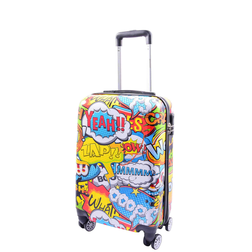 DR632 Cabin Size Hard Shell Four Wheels Comic Print Suitcase 1