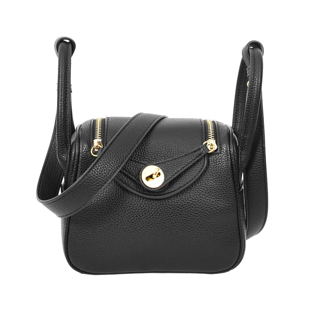 Regina Women's Faux Leather Mini Shoulder Strap Bag  Black-1