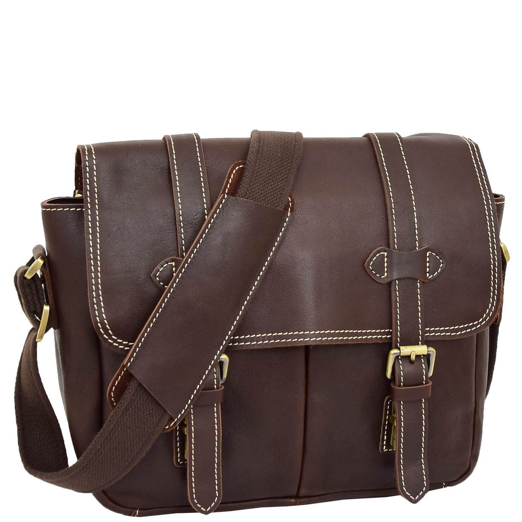 DR652 Genuine Leather Cross Body Camera Organiser Bag Brown 1