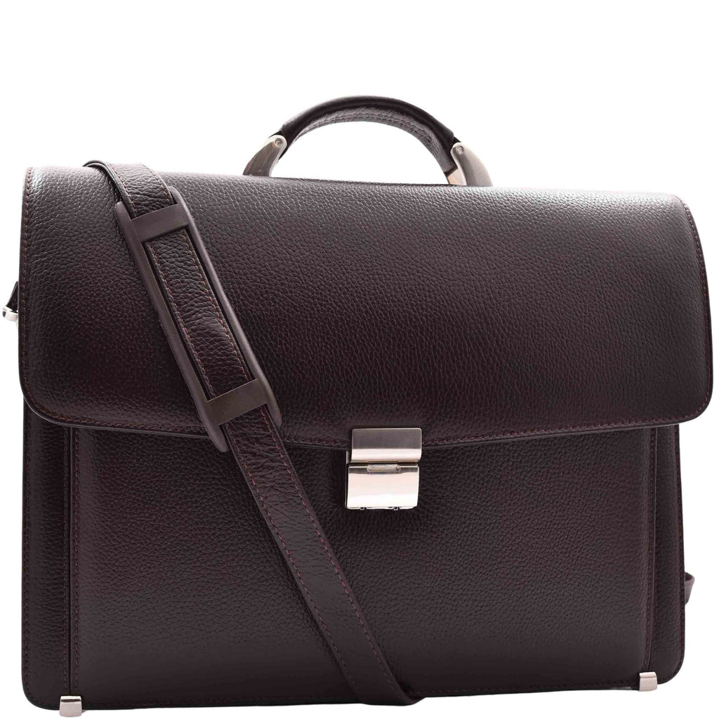 DR602 Men's Classic Leather Executive Briefcase Bag Brown 1