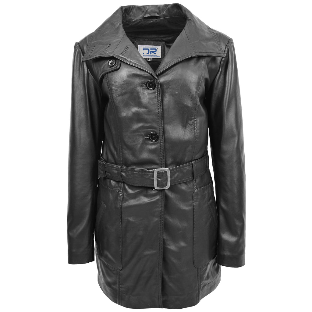 DR219 Women's Smart Winter Leather Coat Black 1