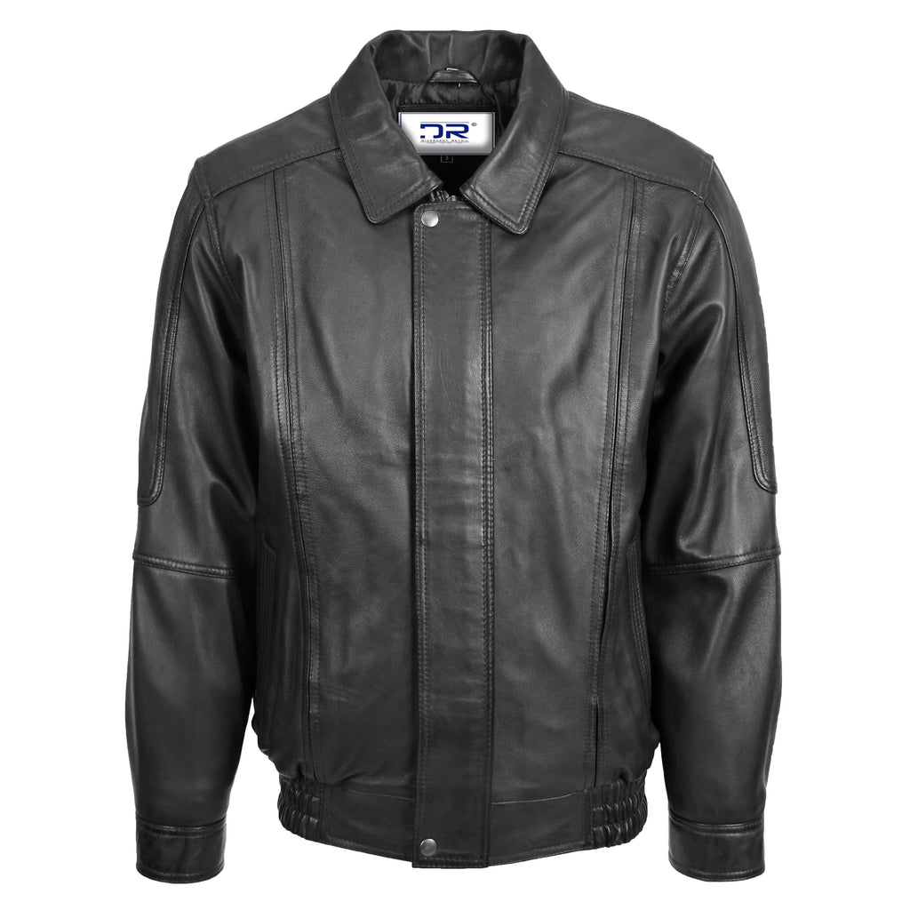 DR107 Men's Leather Classic Blouson Jacket Black 1