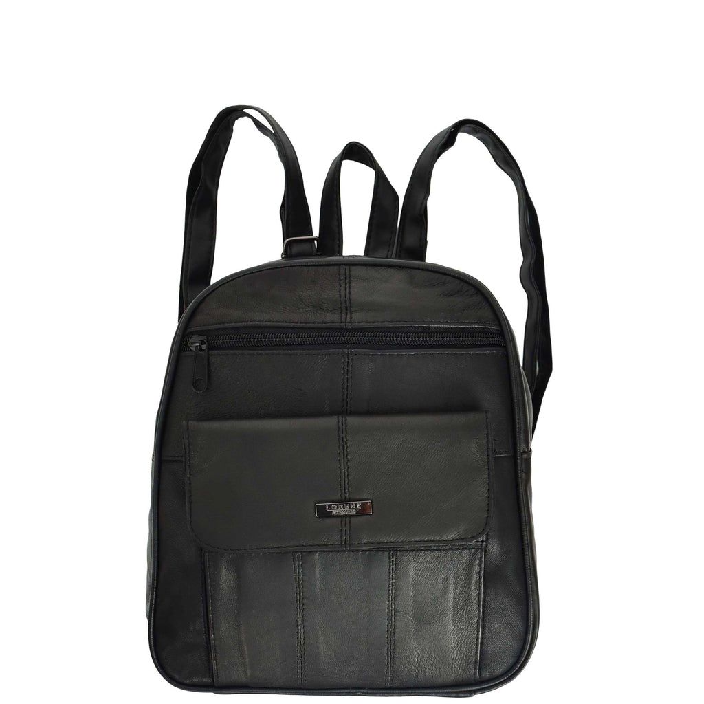 DR670 Women's Medium Size Backpack Leather Daypack Bag Black 1