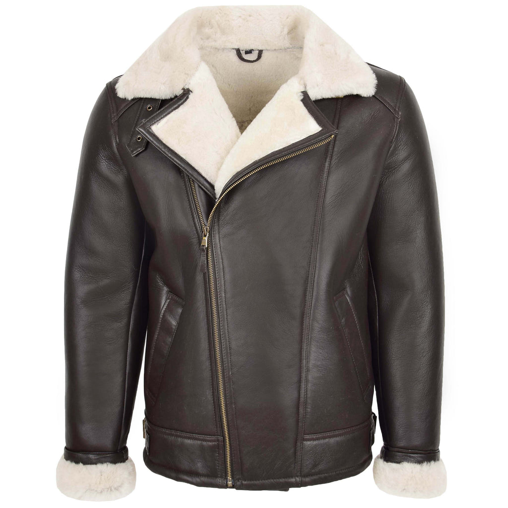 DR167 Men's Classic Sheepskin Leather Jacket White 1