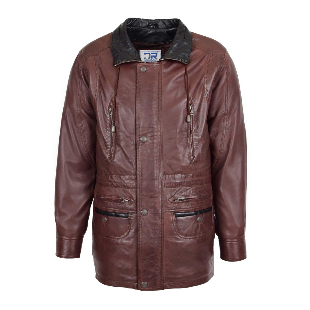 DR114 Men's Classic Leather Coat Brown 1