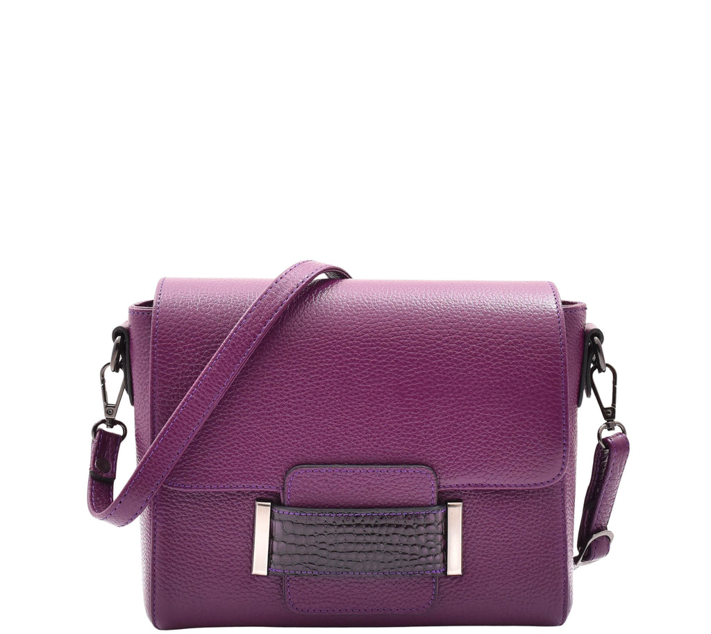 DR582 Women's Leather Adjustable Shoulder Strap Messenger Bag Purple 1