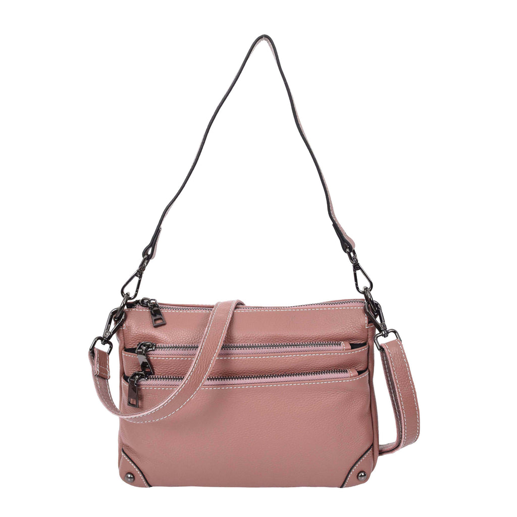 Adalynn Women's Real Leather Cross-Body Organiser Shoulder Bag Rose-1