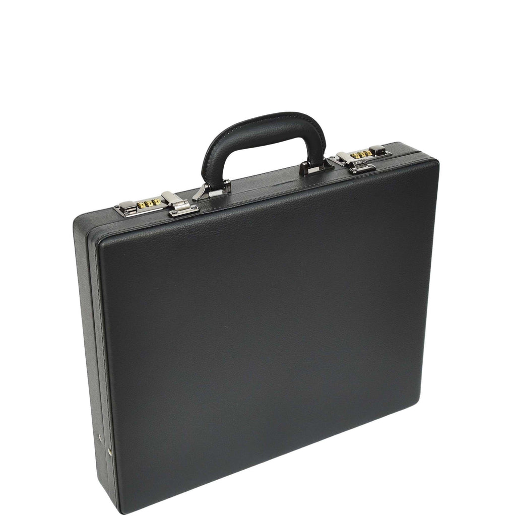 DR609 Leather Slim Line Briefcase Professional Attache Case Black 1