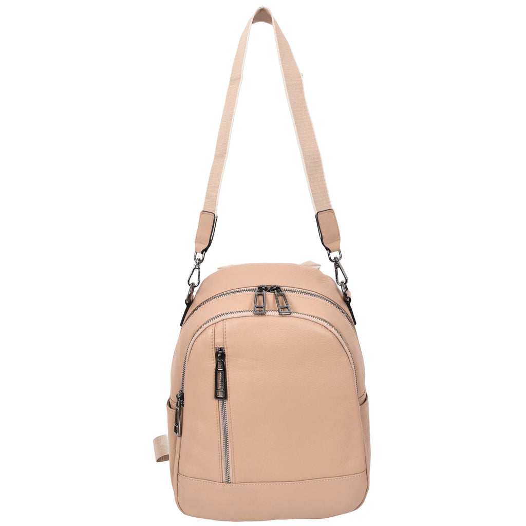 Calgary Women's Organiser Genuine Leather Backpack Rose-1