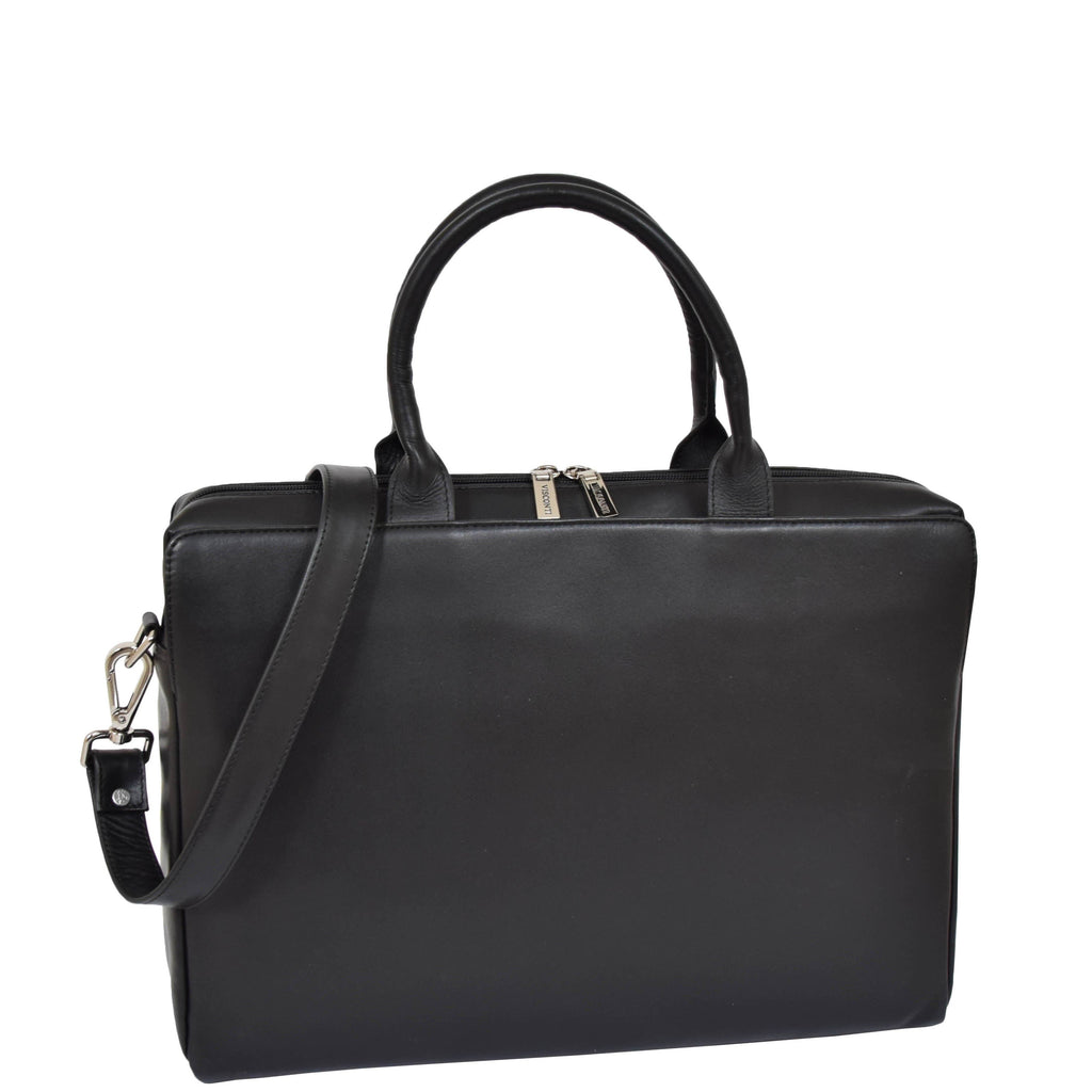 DR592 Women's Genuine Soft Leather Briefcase Black 1