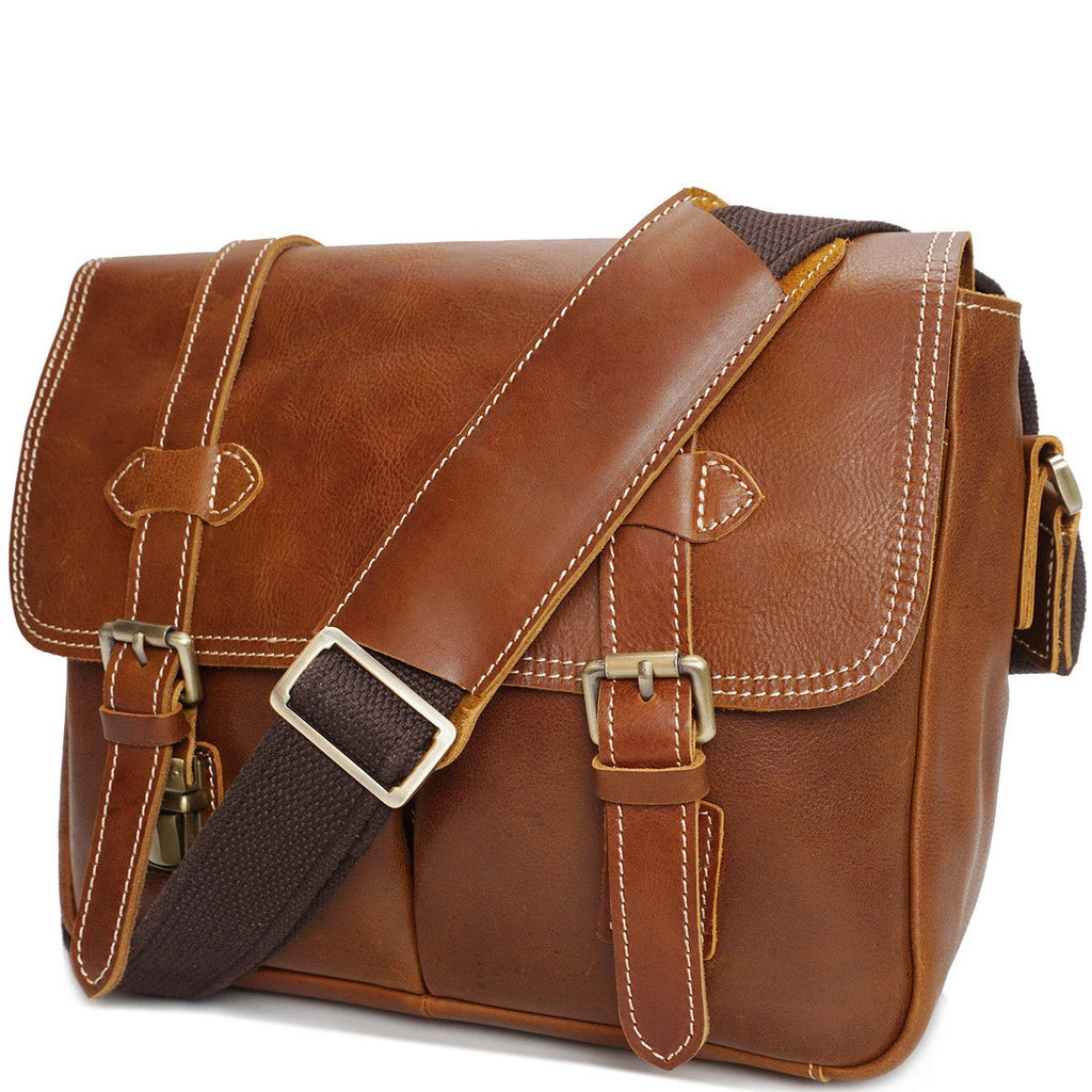 DR652 Genuine Leather Cross Body Camera Organiser Bag Tan 1