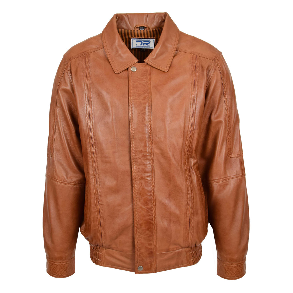 DR107 Men's Leather Classic Blouson Jacket Tan 1