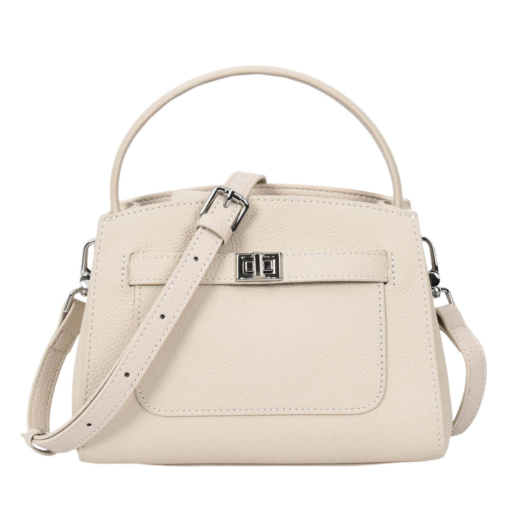 Halifax Women Small Leather Top Handle Shoulder Handbag  Off white-1