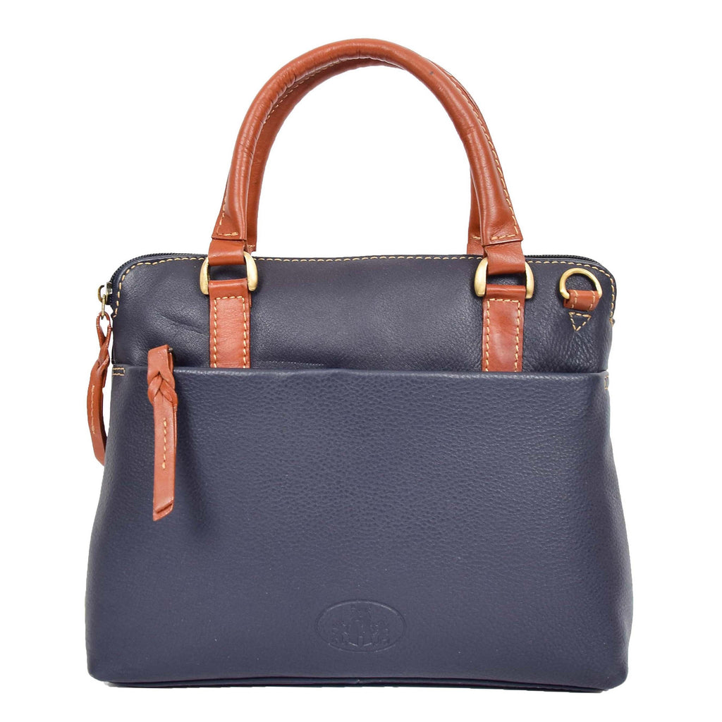 DR617 Women's Full Grain Leather Small Trendy Hobo Bag Navy 1