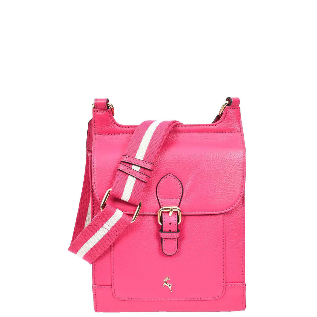 DR685 Ladies Real Leather Travel Messenger Bag Pink 1