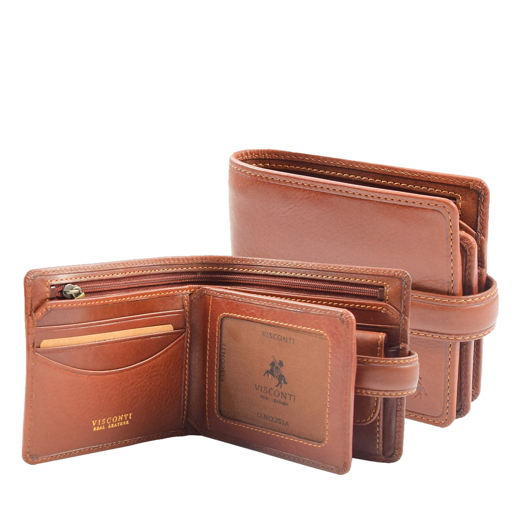 DR661 Men's Soft Tanned Leather Bi-Fold Wallet RFID Tan 1