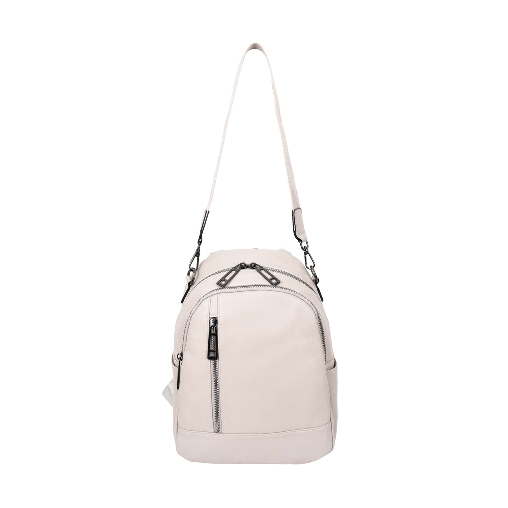 Calgary Women's Organiser Genuine Leather Backpack Off White-1