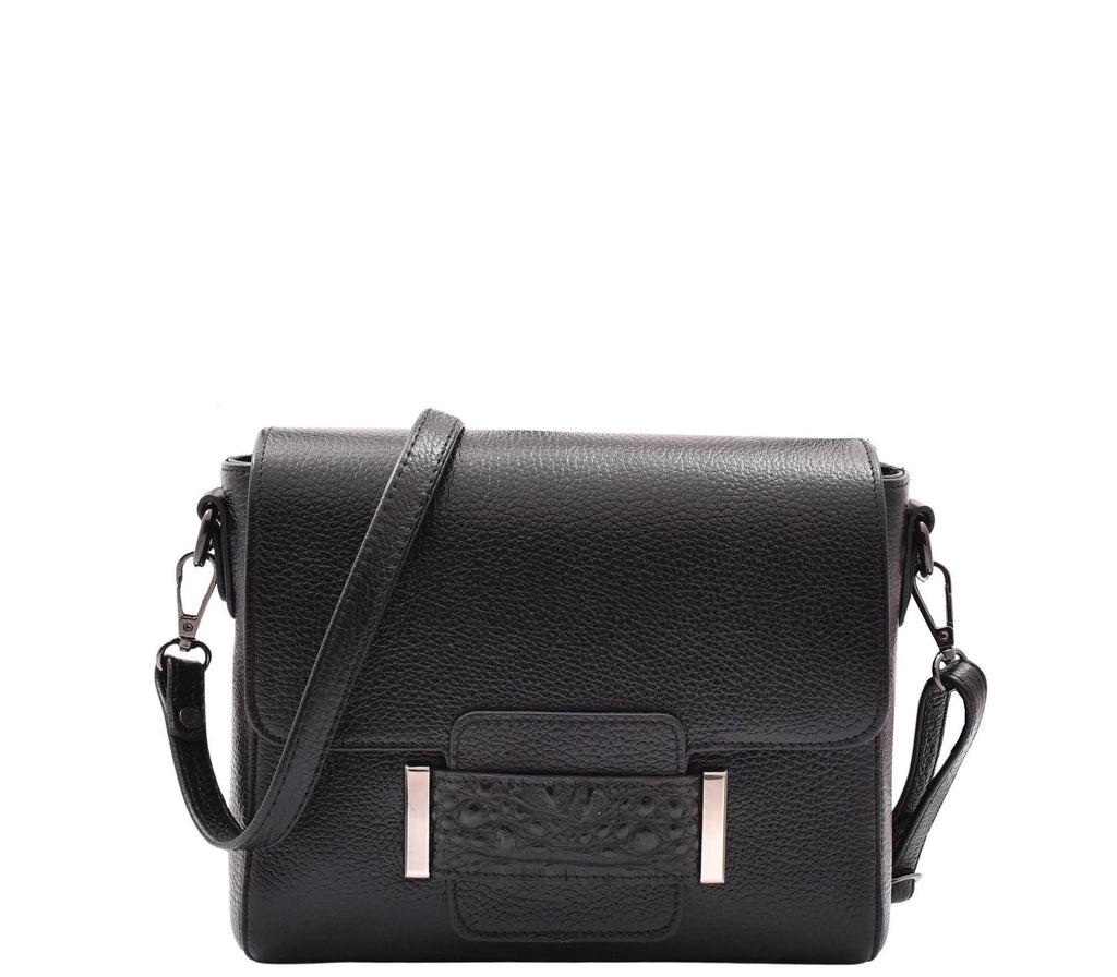 DR582 Women's Leather Adjustable Shoulder Strap Messenger Bag Black 1