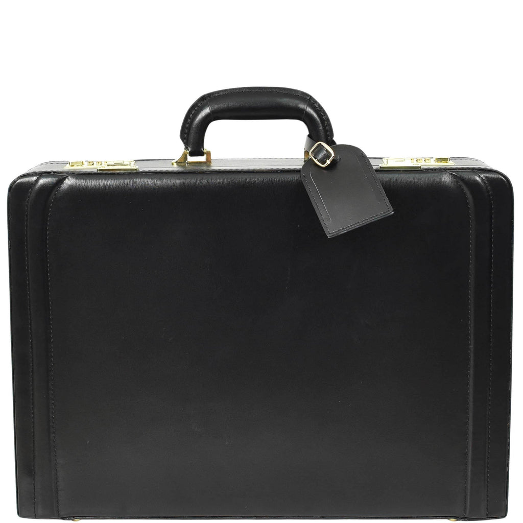 DR608 Classic Leather Lockable Briefcase Black 1