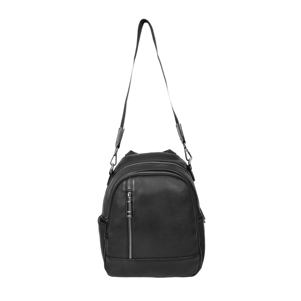 Calgary Women's Organiser Genuine Leather Backpack Black-1