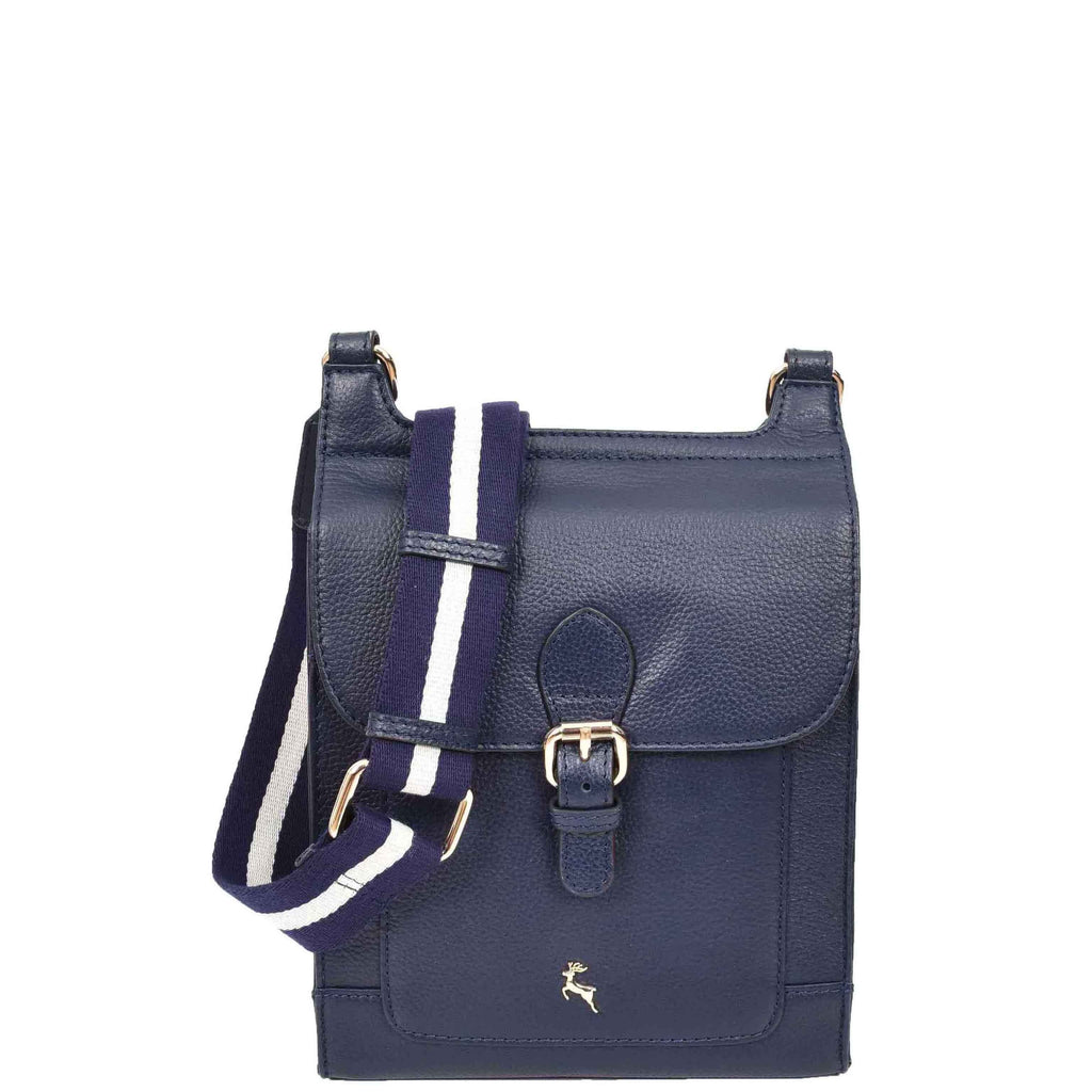 DR685 Ladies Real Leather Travel Messenger Bag Navy 1