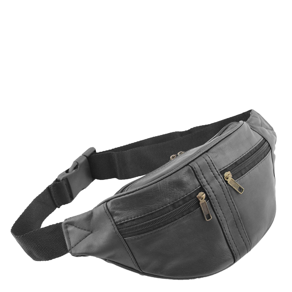 DR620 Real Leather Bum Bag Belt Pack Black 1