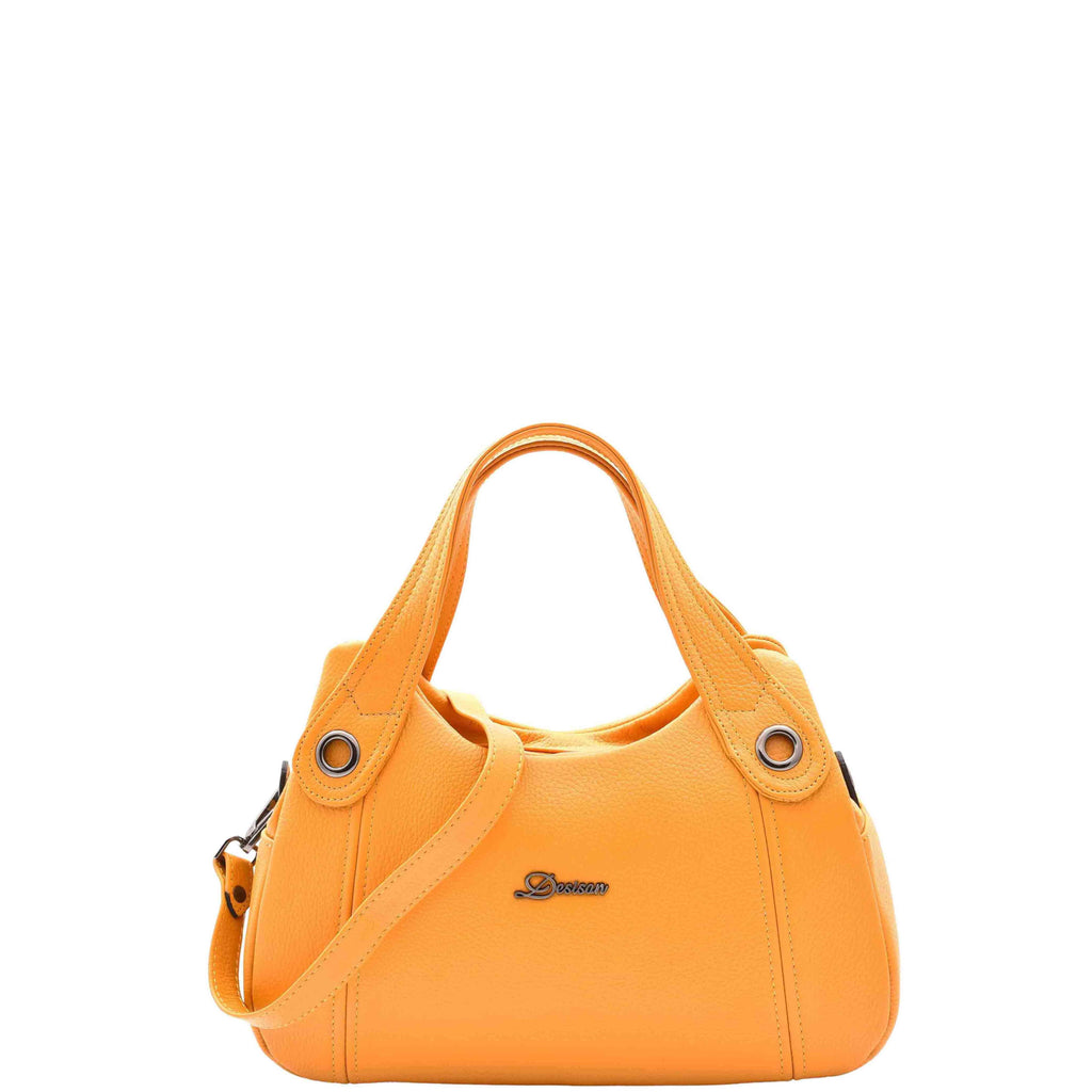 DR587 Women's Small Handbag Textured Leather Shoulder Bag Yellow 1