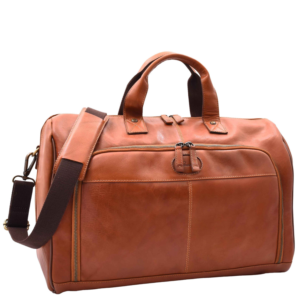DR292 Genuine Leather Travel Holdall Overnight Bag Honey 1