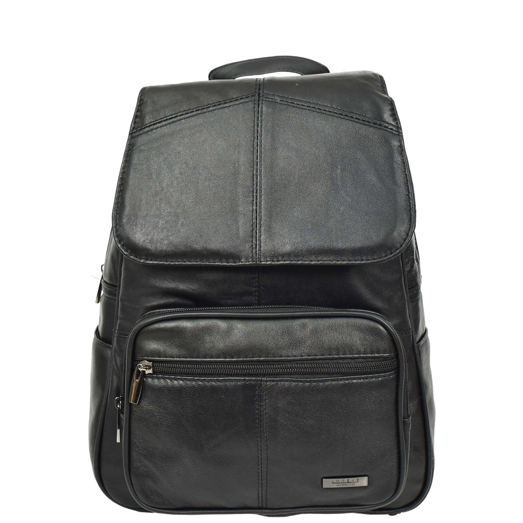 DR671 Women's Organiser Bag Genuine Leather Backpack Black 1