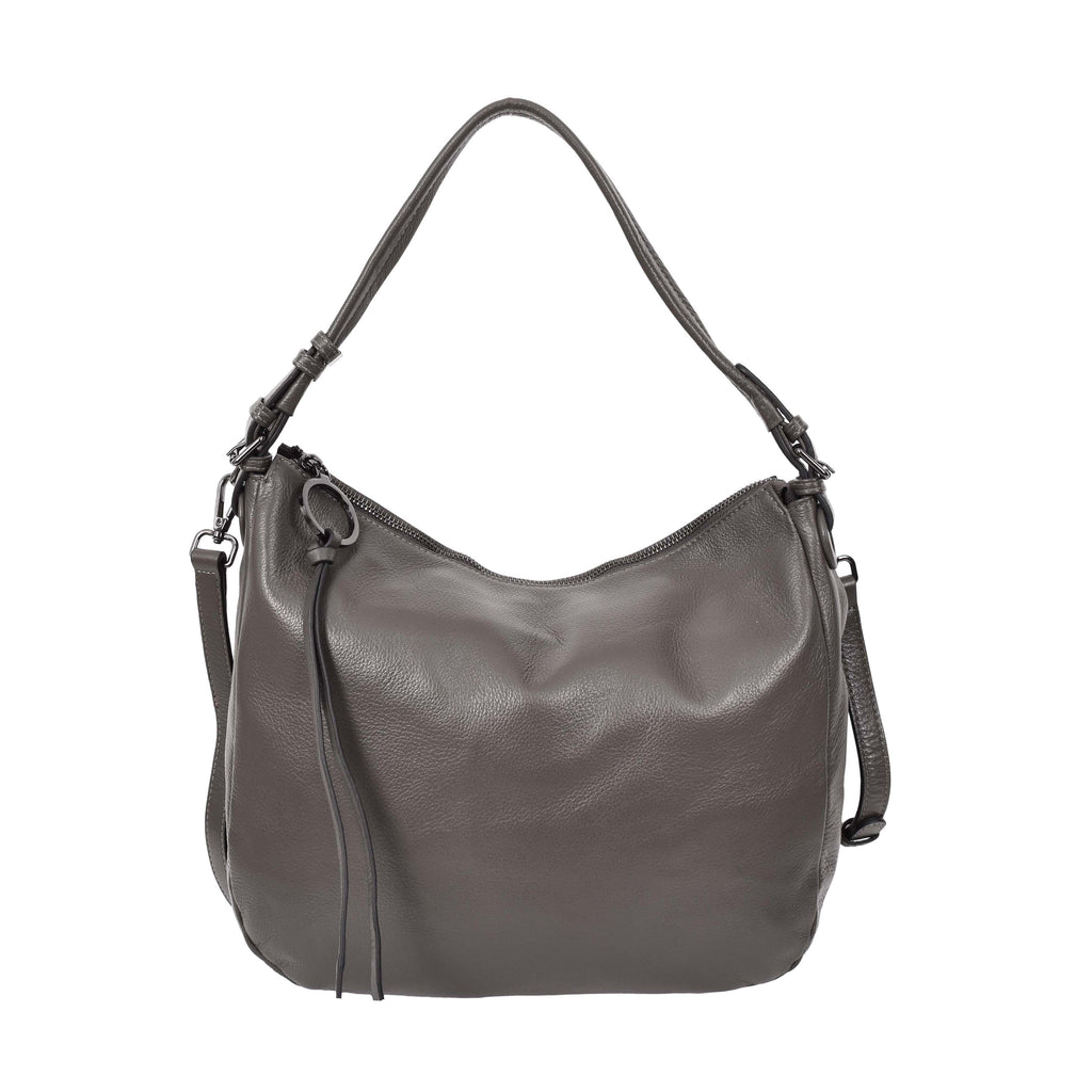 Ottawa Women's Genuine Leather Hobo Style Shoulder Handbag Grey-1